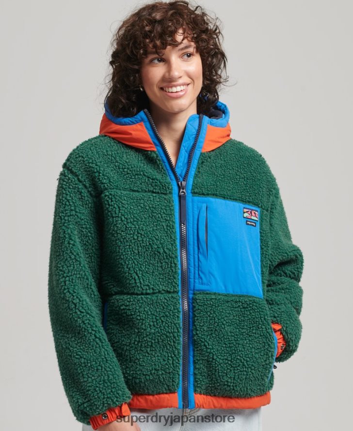 フード付きシェルパジャケット 女性 Superdry 衣類 緑 2J62PZ5658