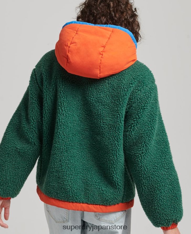 フード付きシェルパジャケット 女性 Superdry 衣類 緑 2J62PZ5658