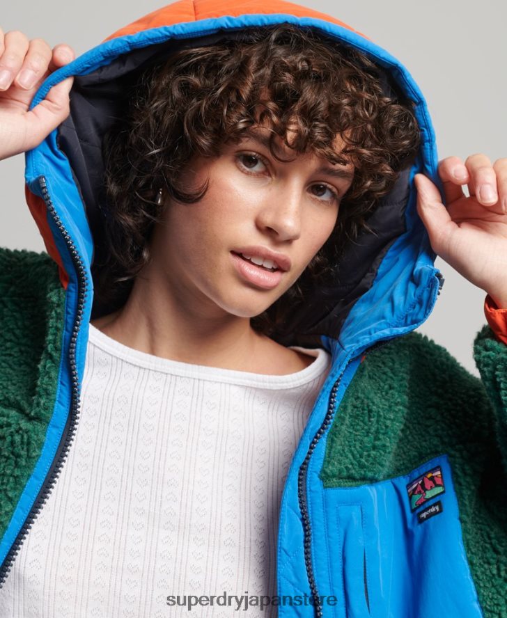 フード付きシェルパジャケット 女性 Superdry 衣類 緑 2J62PZ5658