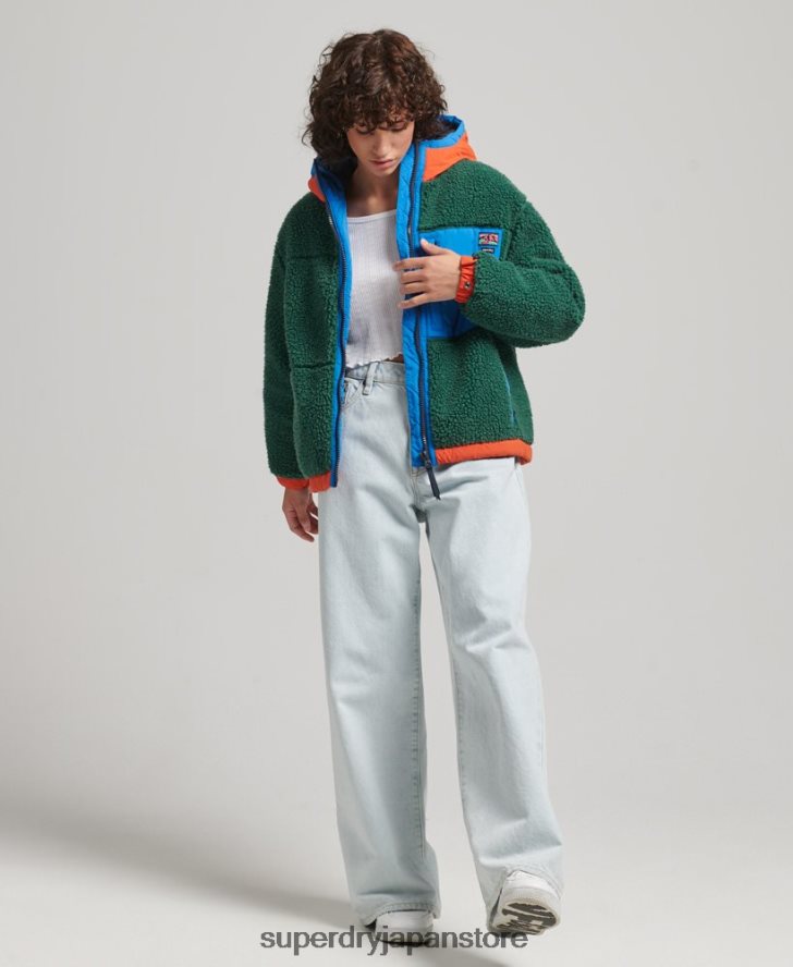 フード付きシェルパジャケット 女性 Superdry 衣類 緑 2J62PZ5658