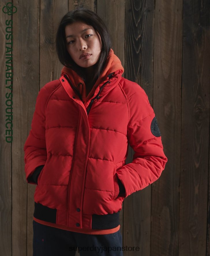エベレスト フードなしボンバージャケット 女性 Superdry 衣類 赤 2J62PZ5659