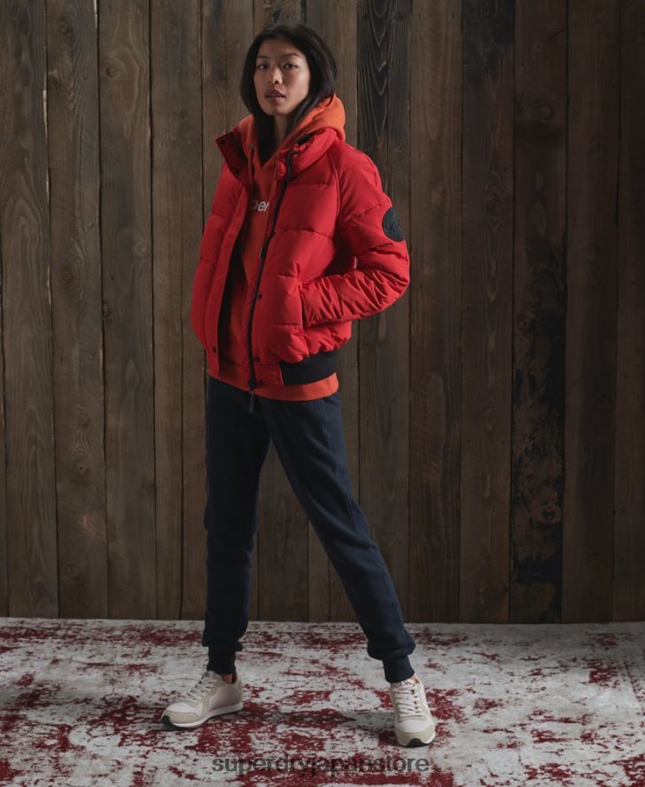 エベレスト フードなしボンバージャケット 女性 Superdry 衣類 赤 2J62PZ5659