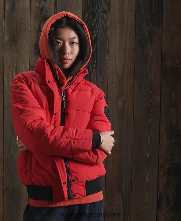 エベレスト フードなしボンバージャケット 女性 Superdry 衣類 赤 2J62PZ5659
