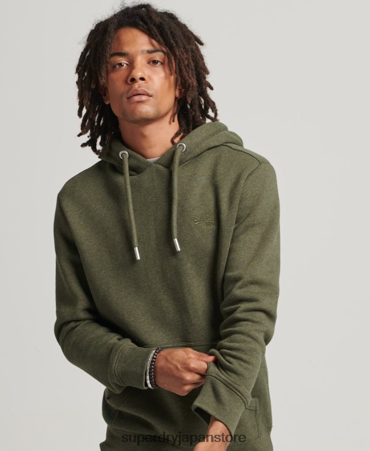 オーガニックコットン エッセンシャル ロゴ パーカー 男性 Superdry 衣類 カーキ 2J62PZ566