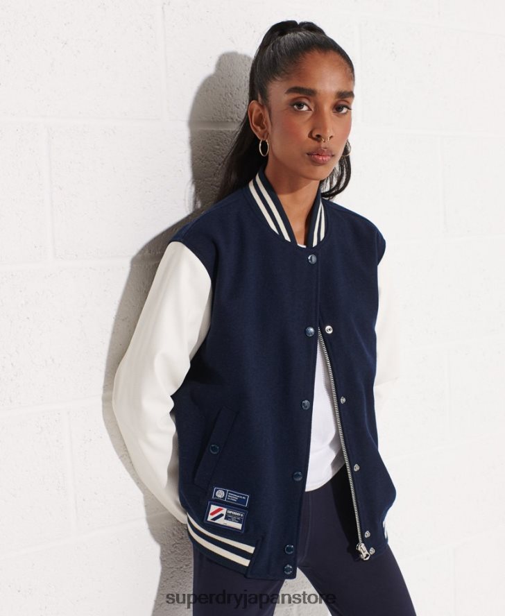 ウール スタジャン 女性 Superdry 衣類 海軍 2J62PZ5662