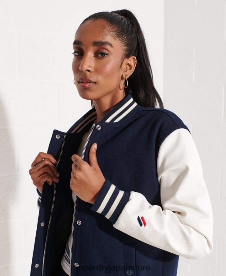 ウール スタジャン 女性 Superdry 衣類 海軍 2J62PZ5662