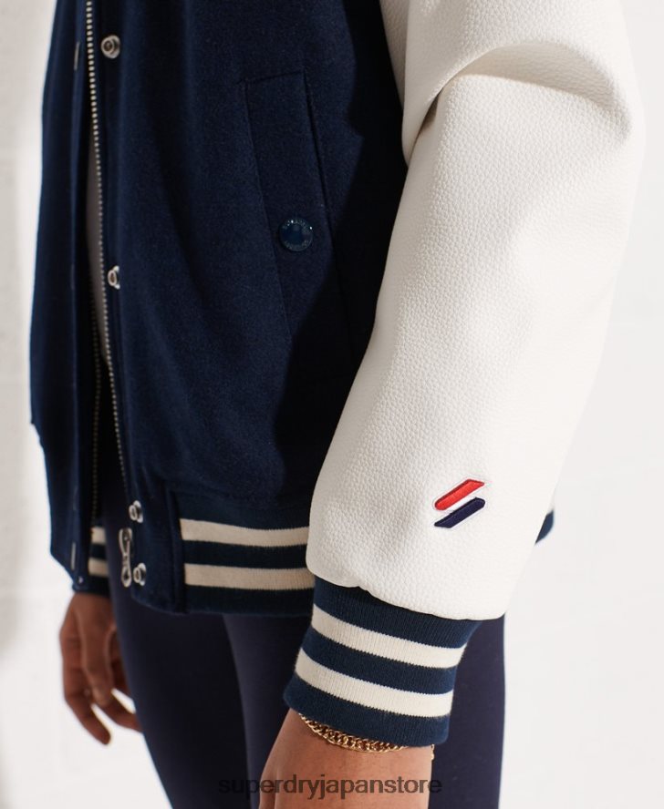 ウール スタジャン 女性 Superdry 衣類 海軍 2J62PZ5662