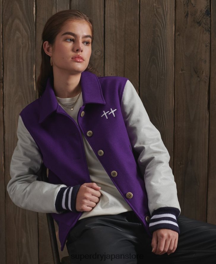 限定版ドライレザースタジャン 女性 Superdry 衣類 紫 2J62PZ5664