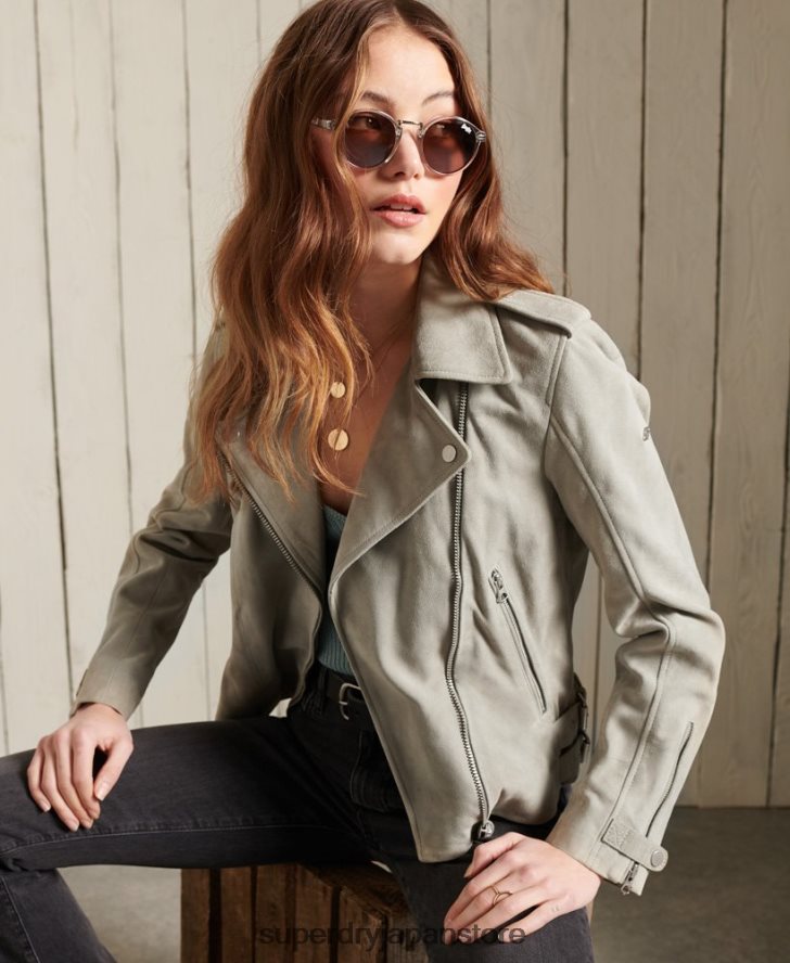クラシックなスエードバイカージャケット 女性 Superdry 衣類 クリーム 2J62PZ5668