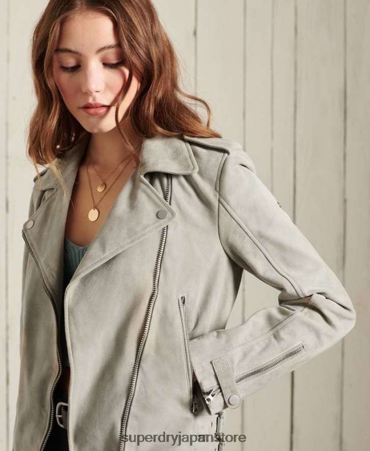 クラシックなスエードバイカージャケット 女性 Superdry 衣類 クリーム 2J62PZ5668