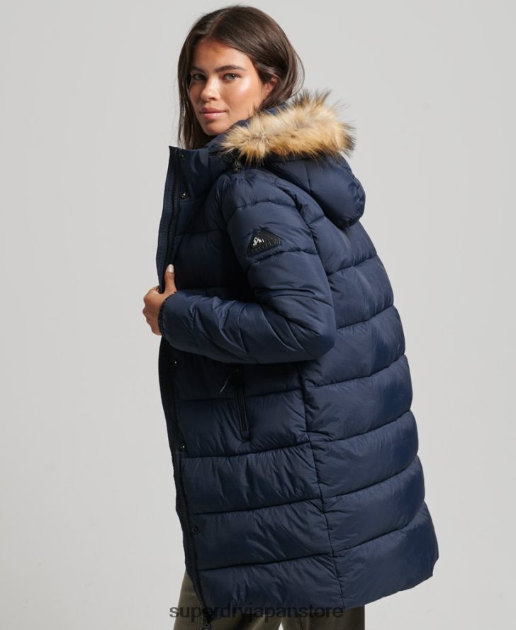 フード付きミッドレイヤーミッドコート 女性 Superdry 衣類 海軍 2J62PZ5669