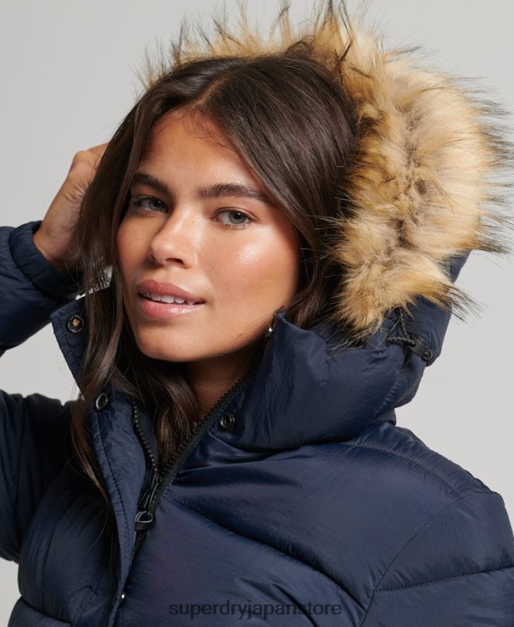 フード付きミッドレイヤーミッドコート 女性 Superdry 衣類 海軍 2J62PZ5669