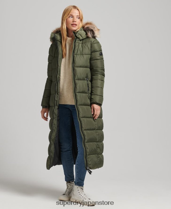 マウンテンフード付き富士延縄コート 女性 Superdry 衣類 カーキ 2J62PZ5671