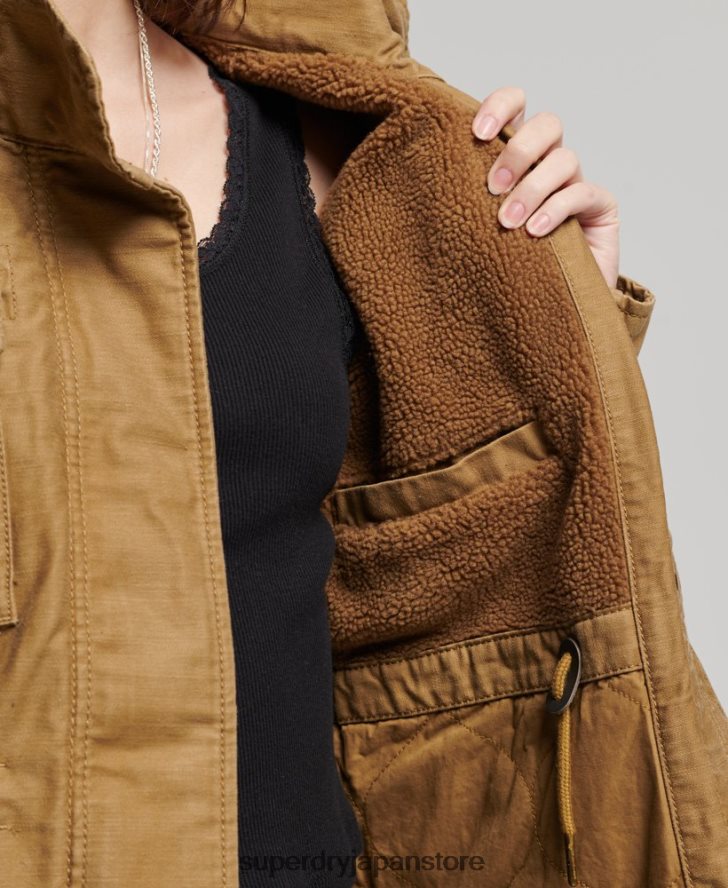 ルーキーボーグ裏地付きミリタリージャケット 女性 Superdry 衣類 黄褐色 2J62PZ5672