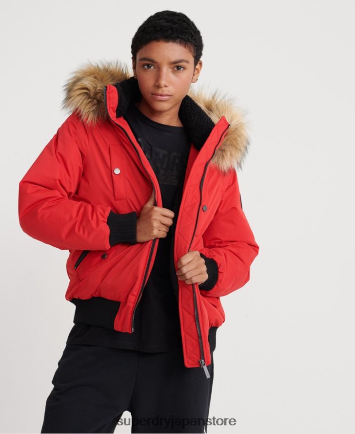 マイクロファイバー ボンバージャケット 女性 Superdry 衣類 赤 2J62PZ5685