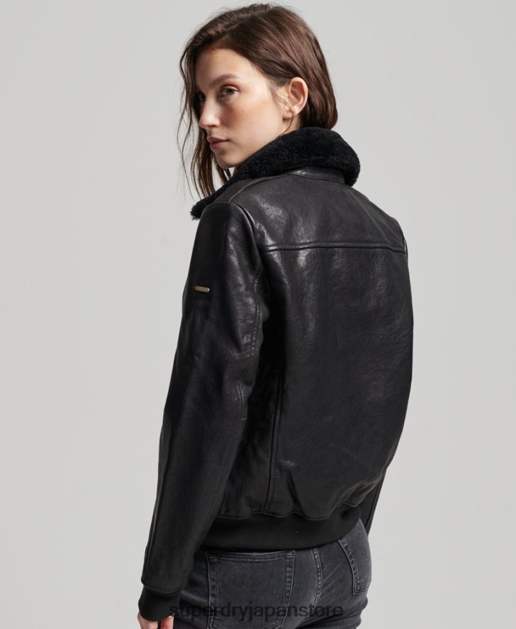 アビエイター フライト レザー ジャケット 女性 Superdry 衣類 黒 2J62PZ5702