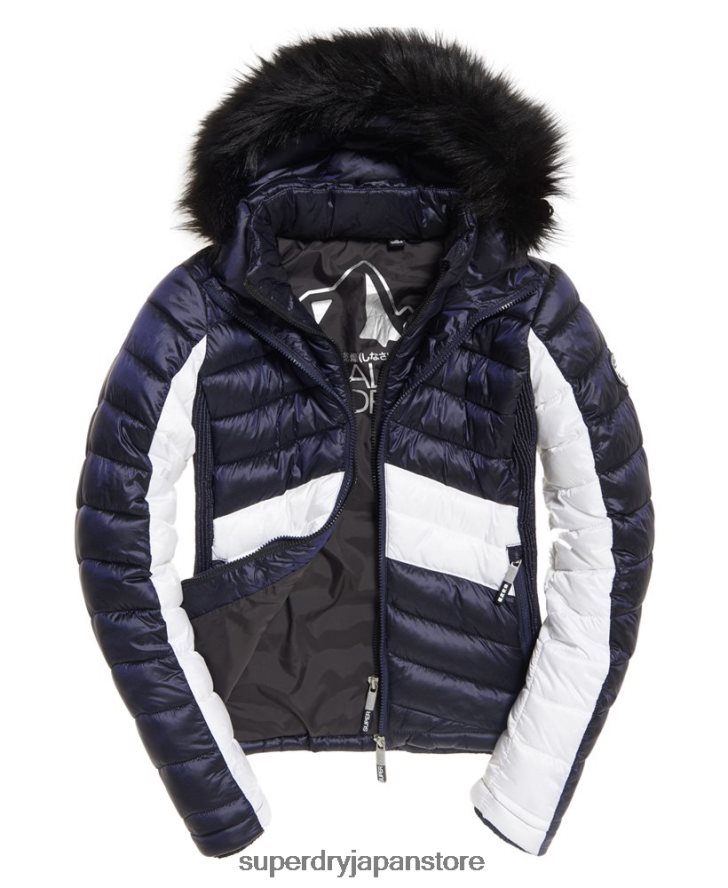 オフショア リュクス シェブロン フジ ジャケット 女性 Superdry 衣類 海軍 2J62PZ5703
