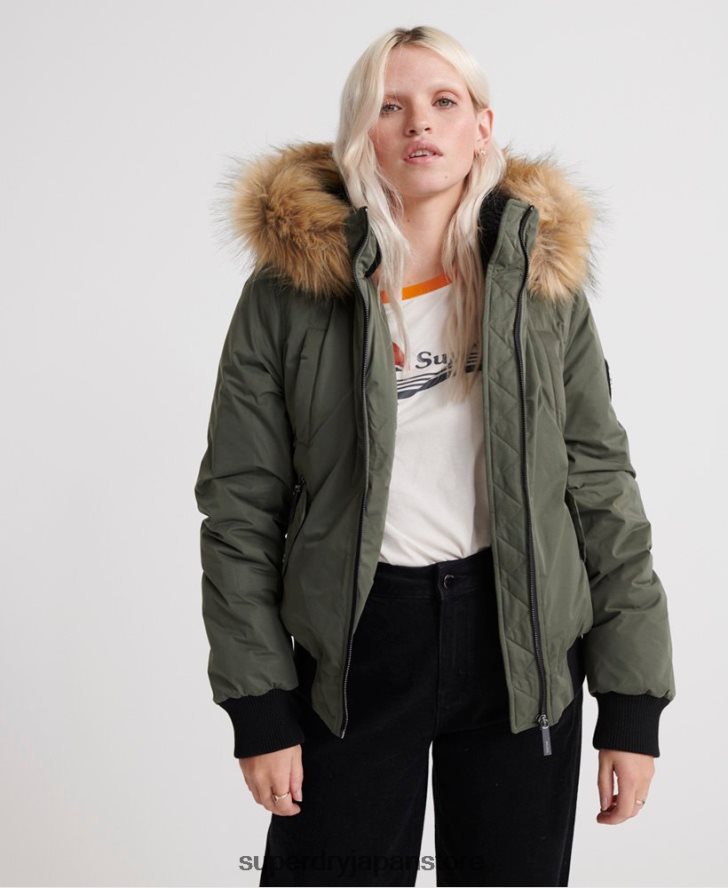 マイクロファイバー ボンバージャケット 女性 Superdry 衣類 緑 2J62PZ5711