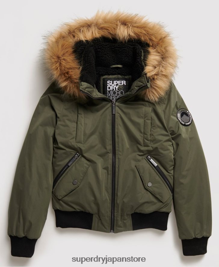 マイクロファイバー ボンバージャケット 女性 Superdry 衣類 緑 2J62PZ5711