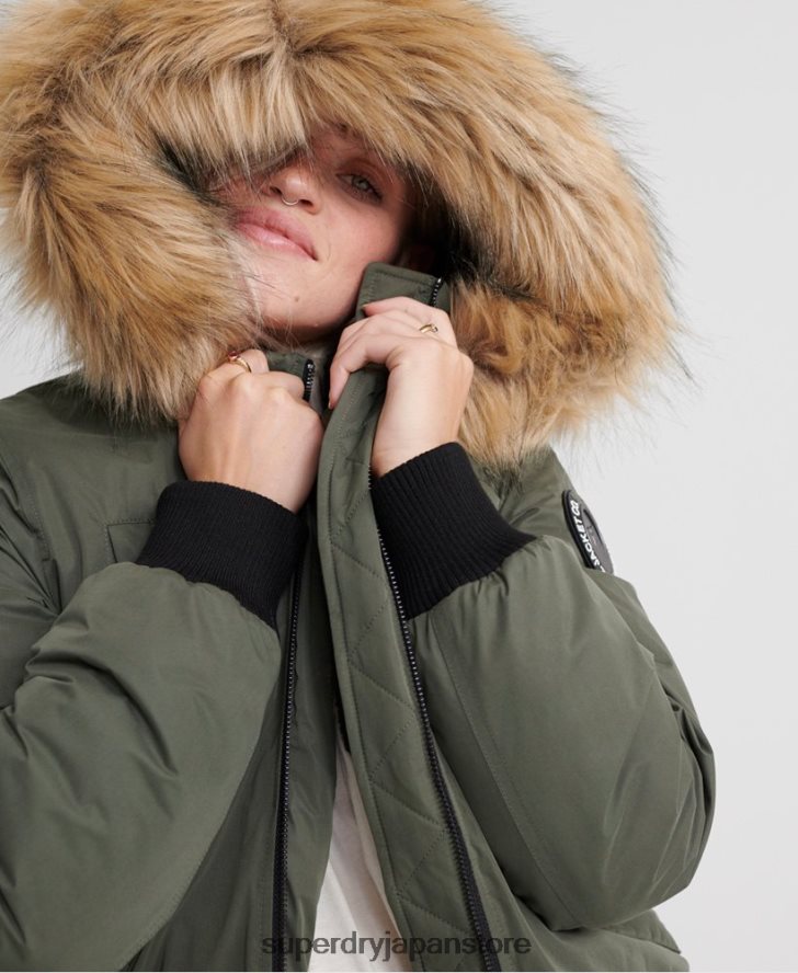 マイクロファイバー ボンバージャケット 女性 Superdry 衣類 緑 2J62PZ5711