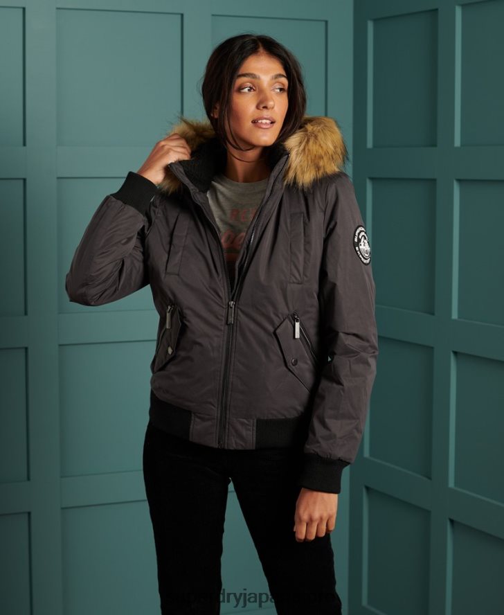 マイクロファイバー ボンバージャケット 女性 Superdry 衣類 黒 2J62PZ5712