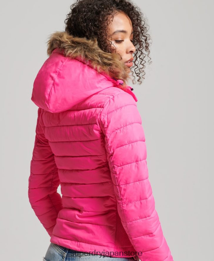フジ スリム ダブルジップ フード付きジャケット 女性 Superdry 衣類 ピンク 2J62PZ5720