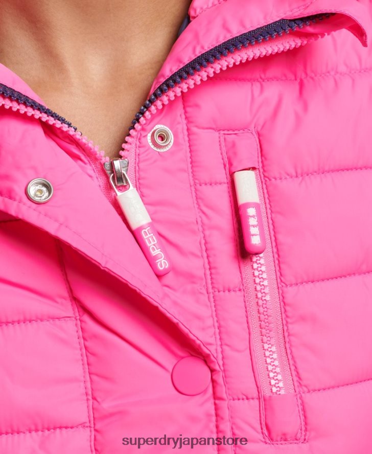 フジ スリム ダブルジップ フード付きジャケット 女性 Superdry 衣類 ピンク 2J62PZ5720