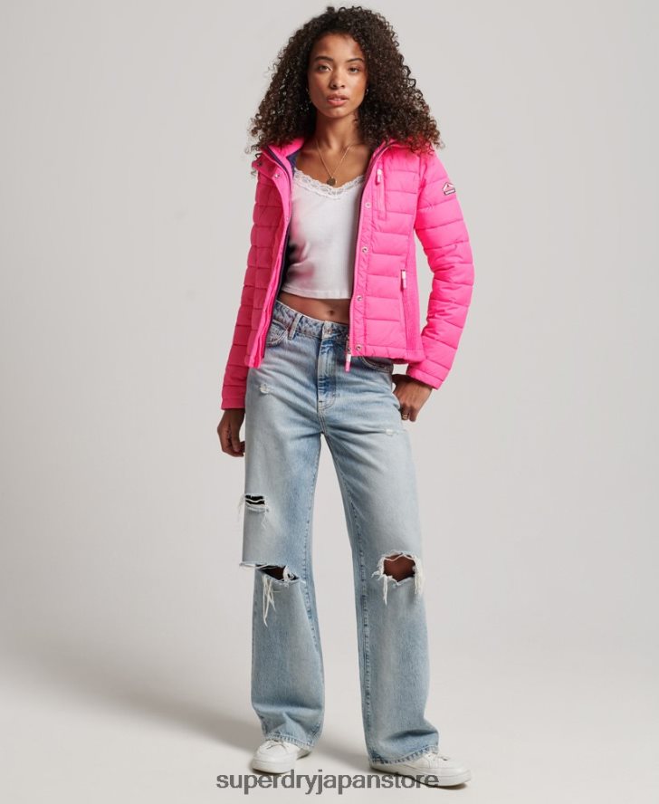 フジ スリム ダブルジップ フード付きジャケット 女性 Superdry 衣類 ピンク 2J62PZ5720