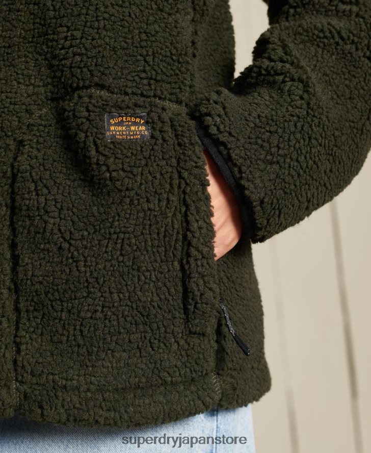 オーバーサイズのシェルパワークウェアジャケット 女性 Superdry 衣類 緑 2J62PZ5725