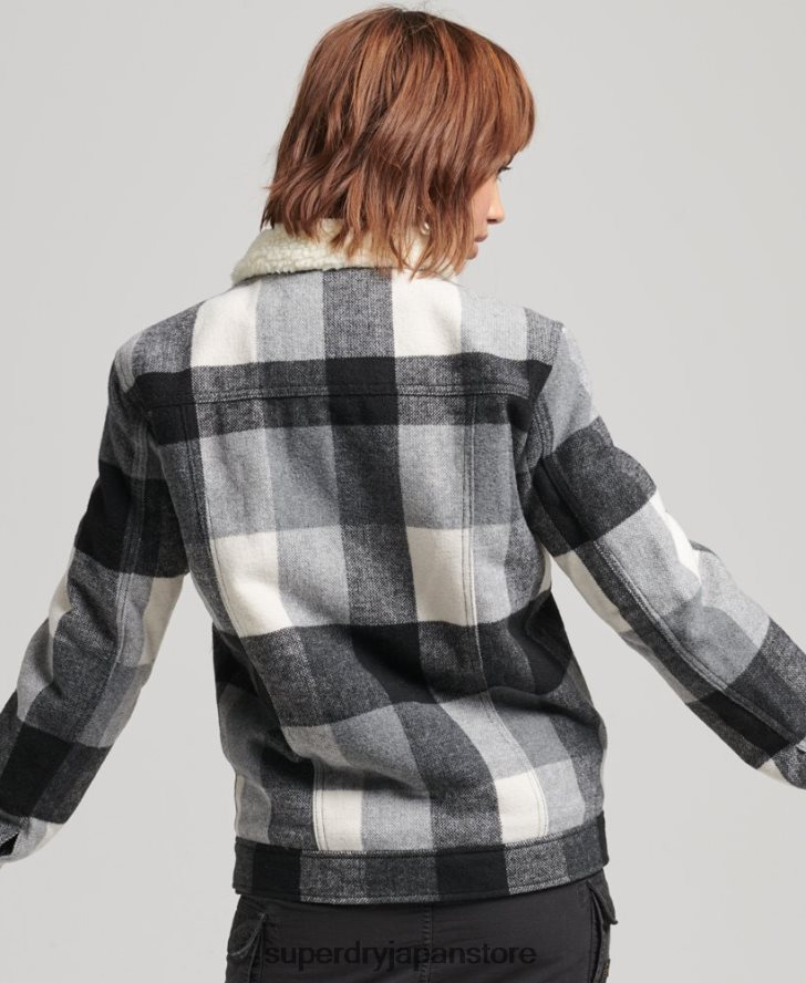 オーバーサイズ ウール シェルパ トラッカー ジャケット 女性 Superdry 衣類 黒 2J62PZ5727