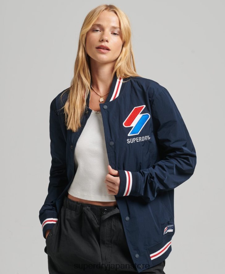 オーバーサイズナイロンスタジャン 女性 Superdry 衣類 海軍 2J62PZ5728
