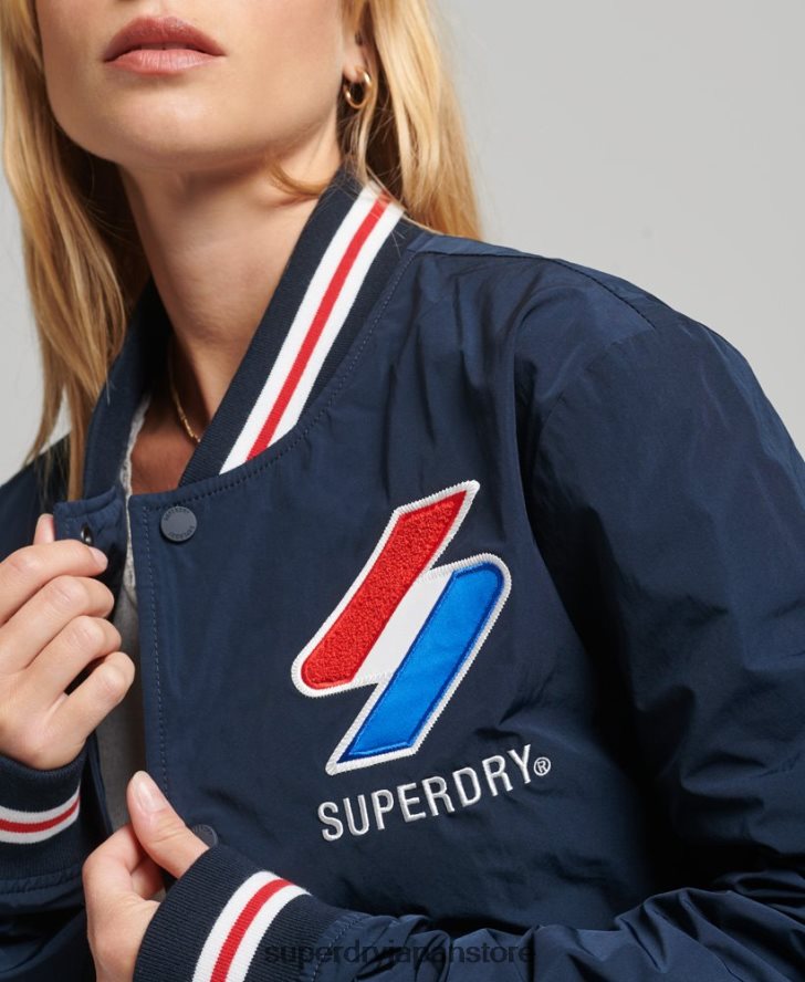 オーバーサイズナイロンスタジャン 女性 Superdry 衣類 海軍 2J62PZ5728