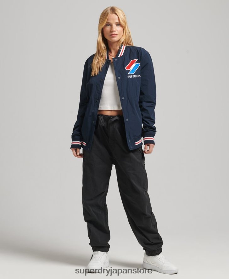 オーバーサイズナイロンスタジャン 女性 Superdry 衣類 海軍 2J62PZ5728