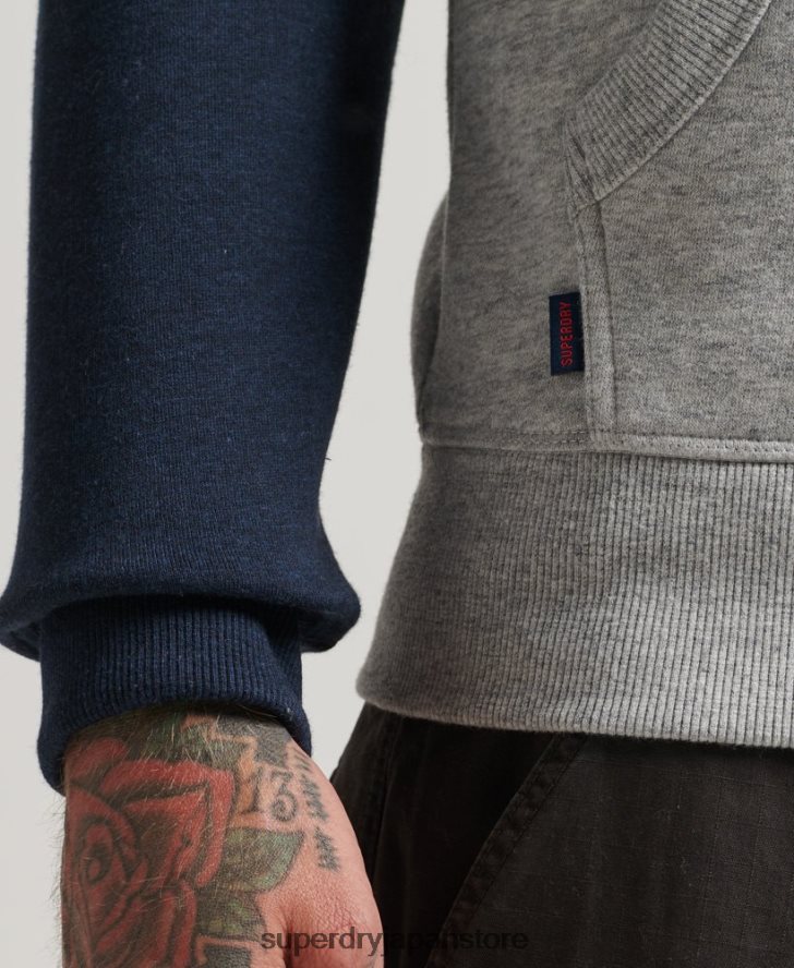 オーガニックコットン エッセンシャルロゴ ベースボール ジップ パーカー 男性 Superdry 衣類 グレー 2J62PZ572