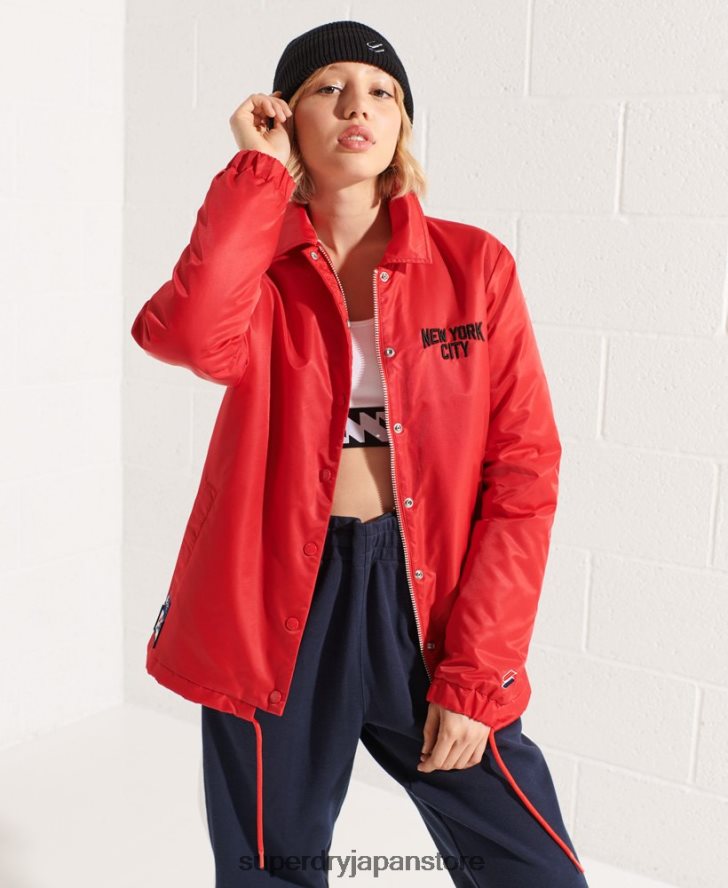 スナップコーチジャケット 女性 Superdry 衣類 赤 2J62PZ5733
