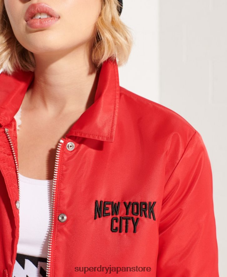 スナップコーチジャケット 女性 Superdry 衣類 赤 2J62PZ5733