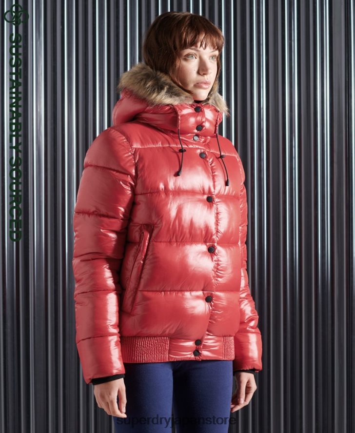 ハイシャイントーヤボンバージャケット 女性 Superdry 衣類 赤 2J62PZ5739