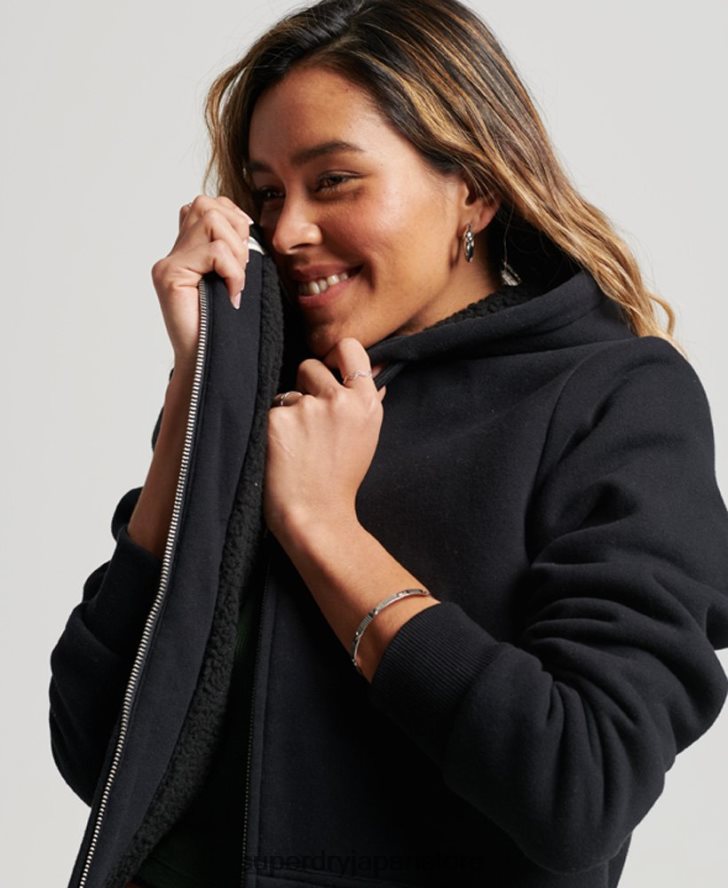 エッセンシャルボーグ裏地付きジップパーカー 女性 Superdry 衣類 黒 2J62PZ5741