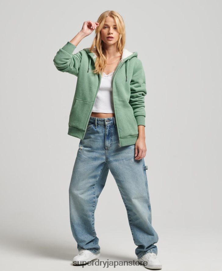 エッセンシャルボーグ裏地付きジップパーカー 女性 Superdry 衣類 緑 2J62PZ5742
