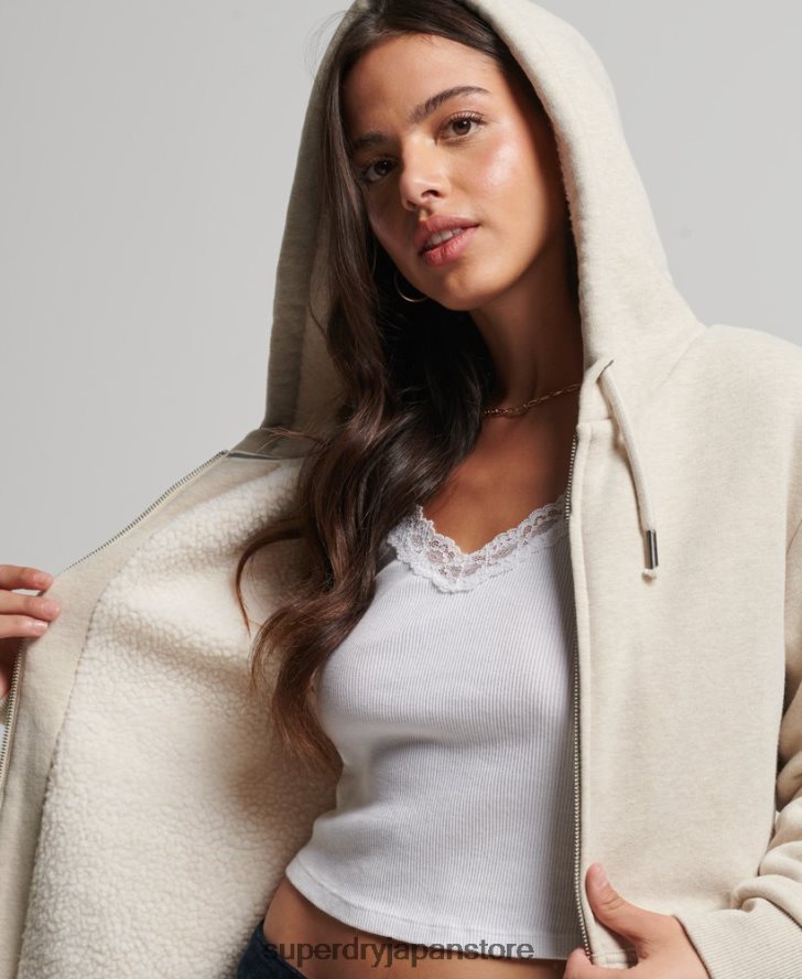 エッセンシャルボーグ裏地付きジップパーカー 女性 Superdry 衣類 クリーム 2J62PZ5743