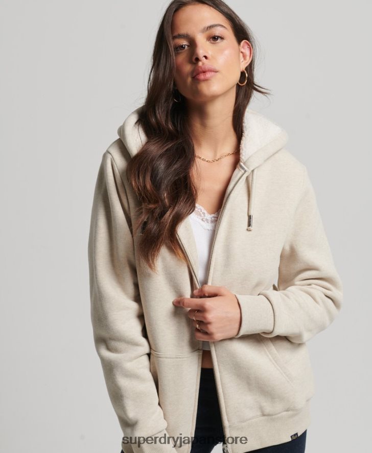 エッセンシャルボーグ裏地付きジップパーカー 女性 Superdry 衣類 クリーム 2J62PZ5743
