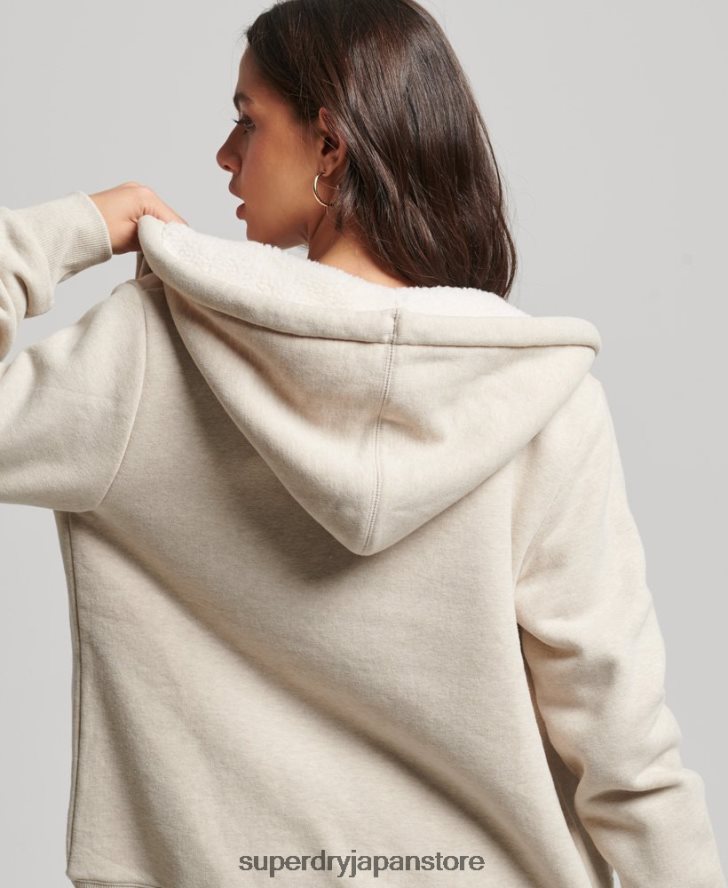 エッセンシャルボーグ裏地付きジップパーカー 女性 Superdry 衣類 クリーム 2J62PZ5743