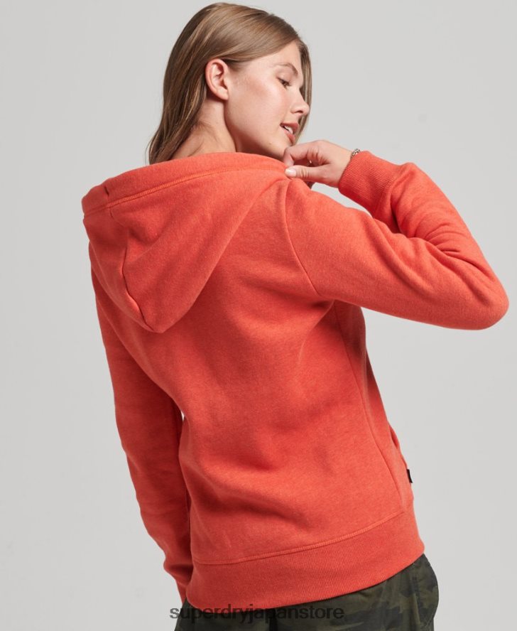 オーガニックコットン エッセンシャル ロゴ ジップ パーカー 女性 Superdry 衣類 オレンジ 2J62PZ5744