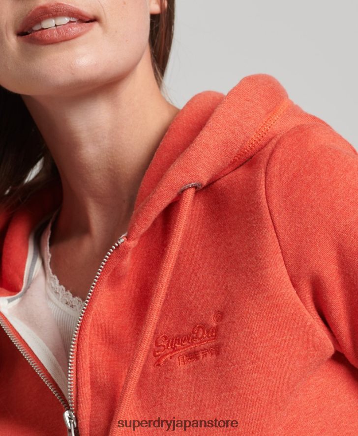 オーガニックコットン エッセンシャル ロゴ ジップ パーカー 女性 Superdry 衣類 オレンジ 2J62PZ5744