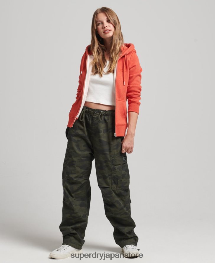 オーガニックコットン エッセンシャル ロゴ ジップ パーカー 女性 Superdry 衣類 オレンジ 2J62PZ5744