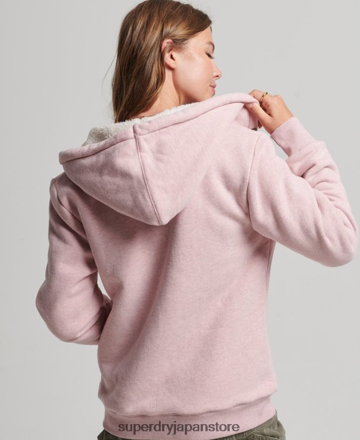 エッセンシャルボーグ裏地付きジップパーカー 女性 Superdry 衣類 ピンク 2J62PZ5745