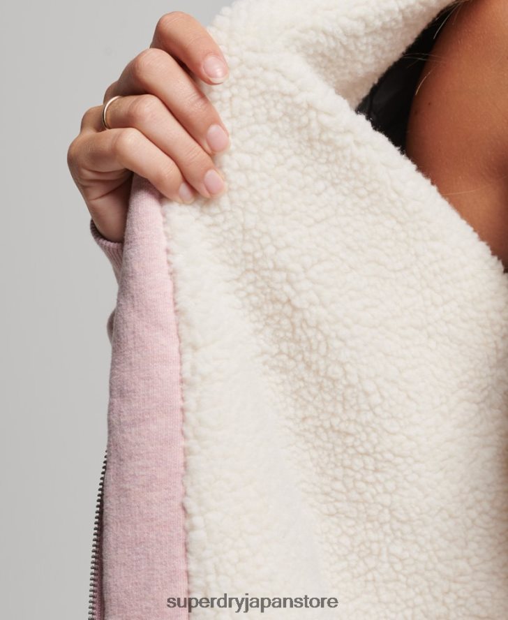 エッセンシャルボーグ裏地付きジップパーカー 女性 Superdry 衣類 ピンク 2J62PZ5745