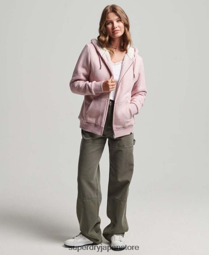 エッセンシャルボーグ裏地付きジップパーカー 女性 Superdry 衣類 ピンク 2J62PZ5745