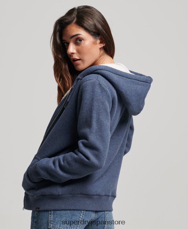 エッセンシャルボーグ裏地付きジップパーカー 女性 Superdry 衣類 海軍 2J62PZ5748