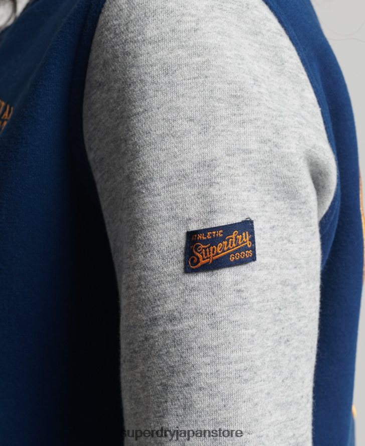 ヴィンテージ カレッジ ベースボール ジャージー ボンバー ジャケット 女性 Superdry 衣類 海軍 2J62PZ5751